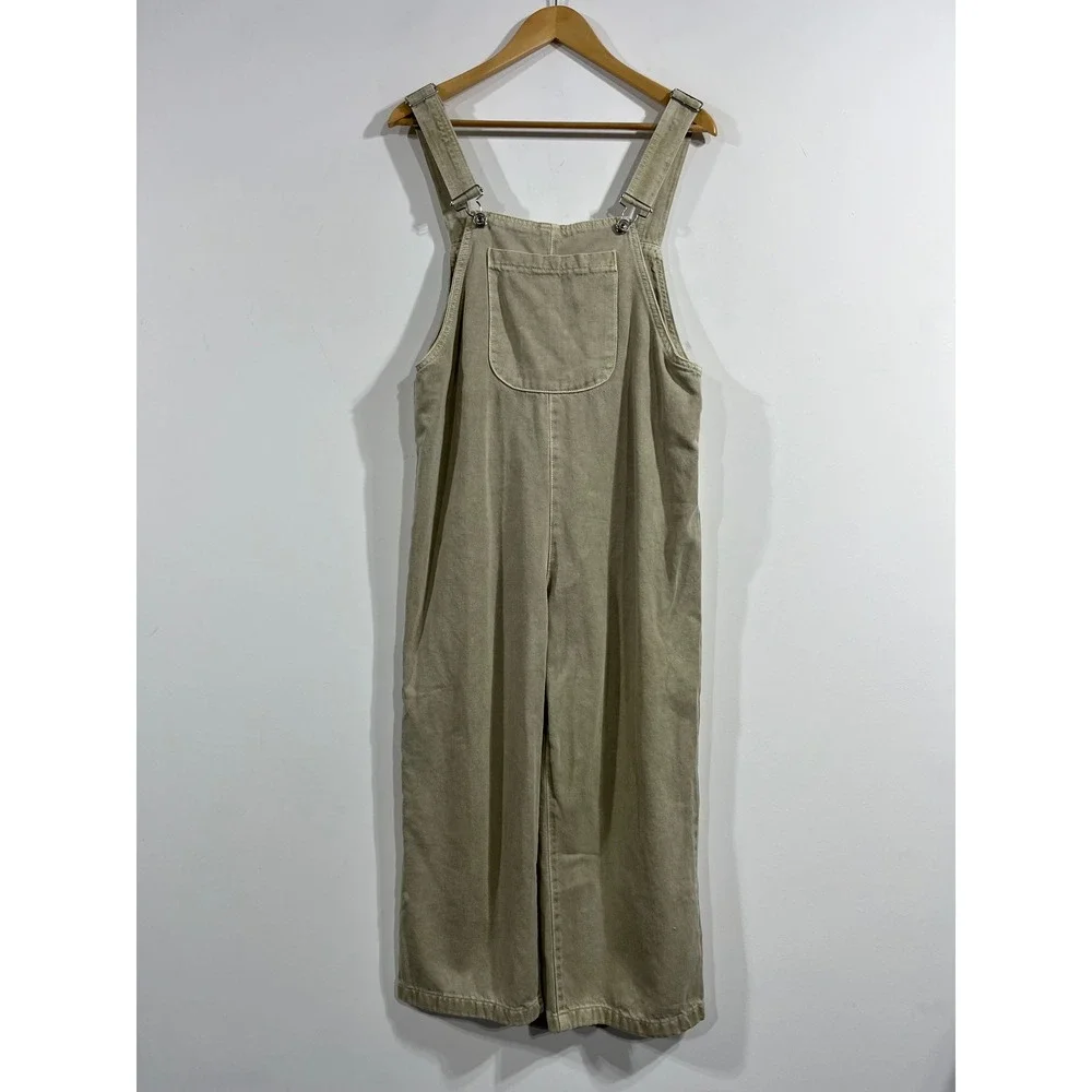 Zara Boho Gardening Hippie Denim Overalls Wide Leg Cotton Utility Womens Small